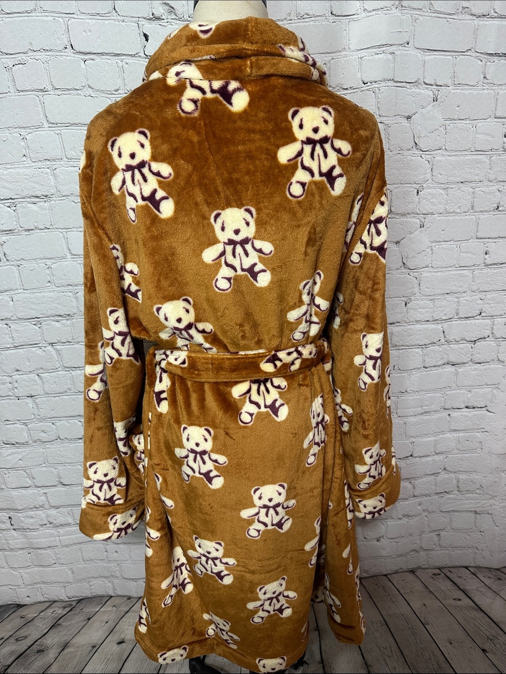 Vera Bradley Bears on Roasted Pecan Plush Fleece Robe Teddy Bear L/XL - Picture 6 of 8